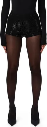 Naked Wardrobe Crystal Studded Shorts in Black at Nordstrom, Size X-Small