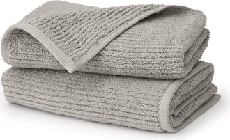 Boll & Branch Set of 2 Ribbed Organic Cotton Hand Towels in Pewter at Nordstrom