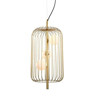 Netlighting Modern Hanging Pendant Golden 3 Light with Gold White Shade G9