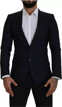 Dolce & Gabbana Navy Wol Blazer Jas - Heren - Business blazers - Zwart - S - Wol - Kostuums