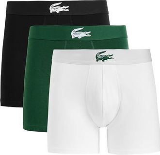 Lacoste 3-pack Stretch Jersey Boxer Briefs Mens Underwear White/Green/Black : XL (EUR 7), Cotton/Elastane