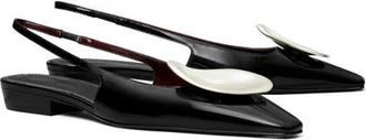 Tory Burch Patos Slingback Flat in Perfect Black/silver at Nordstrom, Size 10.5