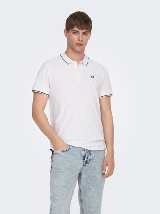 Only & Sons Poloshirt ONLY & SONS ONSFLETCHER SLIM SS POLO NOOS, Herren, Gr. XXL, weiss (hellwei&szlig;), Piqu&eacute;, Obermaterial: 100% Baumwolle, unifarben, normal normal,