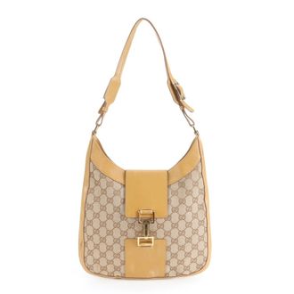 Gucci Light Brown Canvas Leather Shoulder Bag Tote Bag (Pre-Owned)