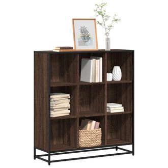 Berkfield Home Bookcase Brown Oak 97.5x33x107.5 cm Engineered Wood & Metal