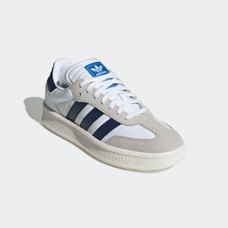 adidas Sneaker ADIDAS ORIGINALS SAMBA XLG, Damen, Gr. 42, cloud wei&szlig;, night indigo, sanftes wei&szlig;, Leder, Schuhe Sneaker, mit erh&ouml;hter Sohle und gepolsterter 