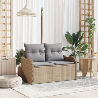 vidaXL Divano da giardino con cuscino Beige 121 x 62 x 69cm polyrattan - Vidaxl