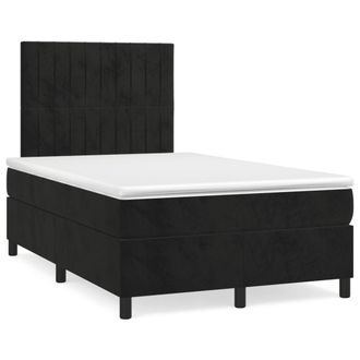 vidaXL Cama Box Spring Con Colch&oacute;n Y Led Terciopelo Negro 120x190 Cm Vidaxl