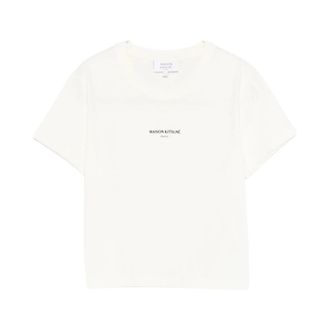 Maison Kitsun&eacute; T-Shirts, female, Beige, Size: M Logo Cotton T-Shirt