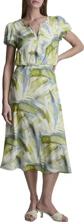 DKNY Dkny Printed Voile Tiered Tie-Neck Dress