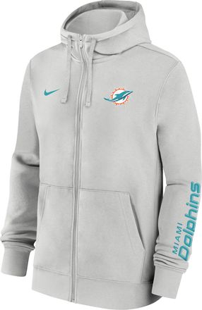 Nike Miami Dolphins Club Nike Mens NFL Full-Zip Hoodie in Grey | 01NC0BB9P-1LR