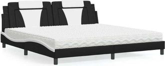 vidaXL Vidaxl - Cama Con Colch&oacute;n Cuero Sint&eacute;tico Negro Y Blanco 200x200 Cm