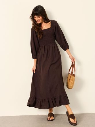 Fat Face FatFace Adele Chocolate Brown Petite Midi Dress