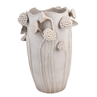 Schubiger M&ouml;bel Vase Lotus Keramik, Weiss H: 35 cm