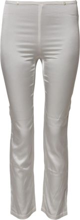 Dolce & Gabbana Womens Ivory Silk Tapered High Waist Pants Off White Elastane