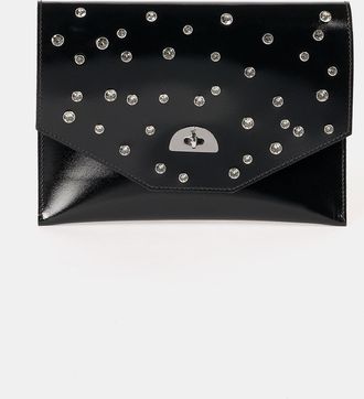 The Cambridge Satchel Company The Twist Lock Pouch - High Shine Black with Swarovski Crystals