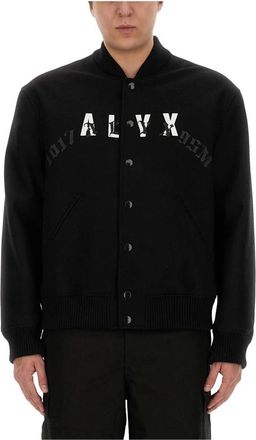 Alyx Wool & Leather Logo Varsity Jacket - Heren - Bomber jackets - Zwart - L - Wol - Jassen