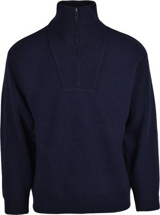 Daniele Fiesoli Maglione collo alto con zip - Heren - Coltruien - Blauw - XL - Wol - Truien & Vesten