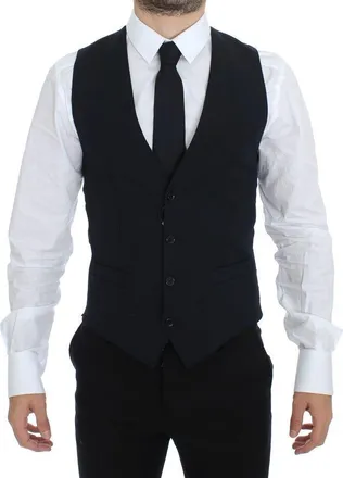 Dolce & Gabbana Blue Wool Formal Dress Vest Mens Gilet