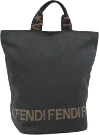 Fendi Pre-owned Vintage Canvas Tote Bag - Dames - Vintage Shopper - Zwart - ONE Size - Leer - Vintage