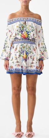 Camilla Off Shoulder Short Dress Tiles Darls at Nordstrom, Size Large