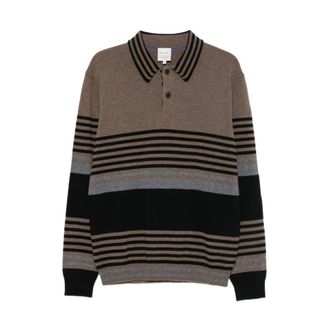 Paul Smith Maglione Polo a Righe in Cashmere - - Knitwear - Uomo - Marrone - L