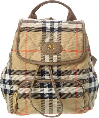 Burberry Horseshoe Mini Check Canvas & Leather Backpack