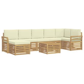 vidaXL Conjunto De Sof&aacute;s De Exterior 8 Pcs Blanco Y Crema Vidaxl