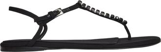 PARIS TEXAS Platte sandalen in satijncr&ecirc;pe - Dames - Sandalen - Zwart - 36 EU - Satijn - Schoenen