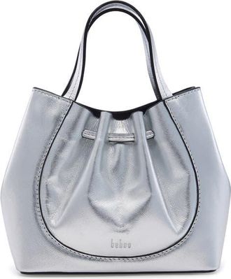 Behno Mini Katrina Metallic Leather Crossbody Tote in Silver at Nordstrom