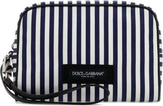 Dolce & Gabbana Gestreept Poplin Handtas - Heren - Toilettassen - Blauw - ONE Size - Katoen - Tassen