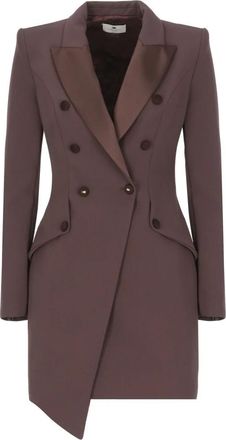 Elisabetta Franchi Crepe Jurk - Dames - Korte kleedjes - Bruin - XS - Leer - Kleedjes