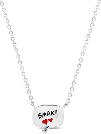 Crislu x Peanuts SMAK! Thought Balloon Pendant Necklace in Pure Platinum /Clear Stone at Nordstrom, Size 16