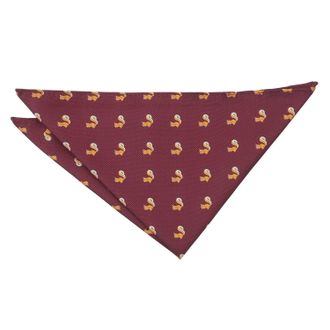 DQT Mens Embroidered Animals Novelty Handkerchief Pocket Square - Burgundy Red Squirrel