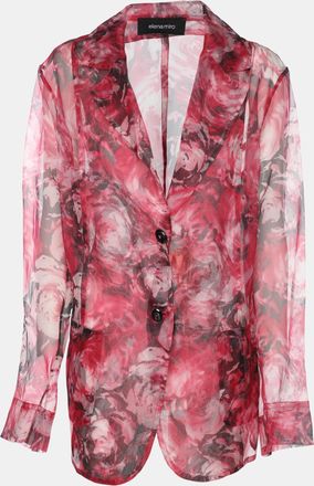 Elena Miro Pink Floral Print Knit Blazer