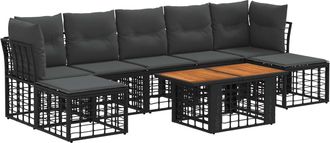 vidaXL Conjunto De Sof&aacute;s De Jard&iacute;n 8 Uds. Negro Y Gris Oscuro Vidaxl