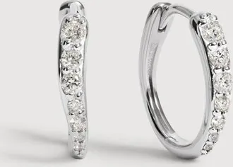 Monica Vinader Sterling Silver Riva Pav&eacute; Diamond Small Hoop Earrings Lab Grown Diamond