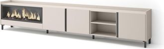 Skraut Home Skraut Home - Mueble Tv, Televisi&oacute;n, Muebles De Sal&oacute;n, Almacenaje, 315x35x61cm, Para Tv Hasta 80, Chimenea El&eacute;ctrica Xxl, Dise&ntilde;o Industrial, Estilo Mo
