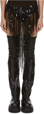 Rick Owens Luxor Fringed Panty Skirt In Black
