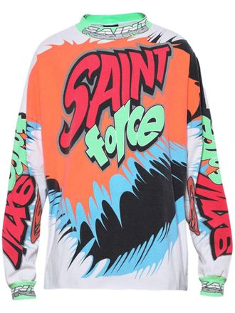 Saint Mxxxxxx Saint Racing T-shirt met lange mouwen en grafische print - Wit