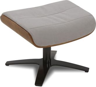 MyNewDesign Puf de tela gris y roble natural