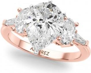 Allurez Pear Moissanite & Lab Grown Diamond Engagement Ring 14K Rose Gold (4.18ct)