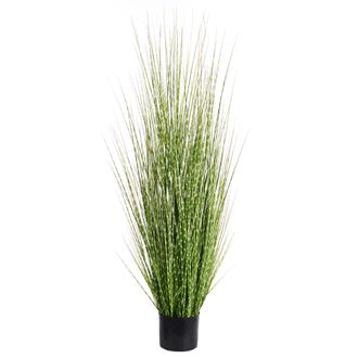 Beliani Planta Artificial En Maceta De Pl&aacute;stico Para Interior Decoraci&oacute;n Con Maceta Negra Verde 120 Cm Zebra Grass