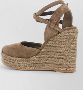 Brunello Cucinelli leather wedge espadrilles