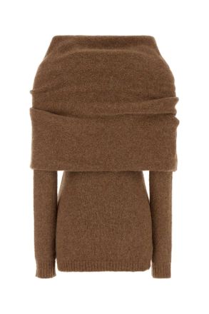 Entire studios Off-Shoulder Wool Blend Sweater - Brown