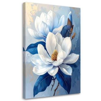 Feeby Cuadro En Lienzo Magnolia Blanca Sobre Fondo Azul Intenso 80x120