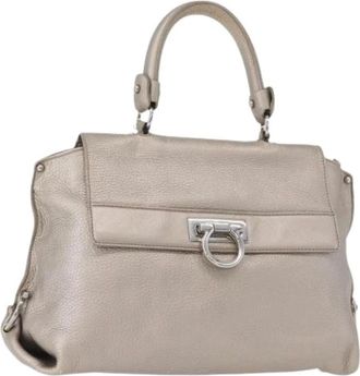 Ferragamo Pre-owned Handbags, female, Beige, Size: ONE SIZE Pre-owned Leather Hand Bag