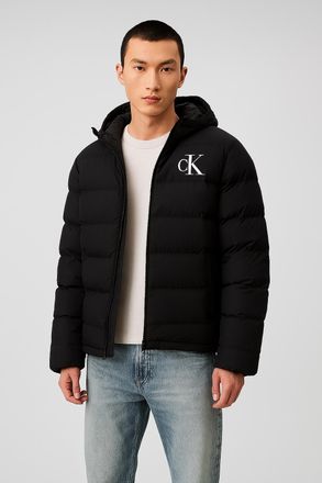 Calvin Klein Jeans Steppjacke CALVIN KLEIN JEANS LS NYLON MONOGRAM PUFFER JKT, Herren, Gr. L, schwarz, Web, Obermaterial: 100% Polyamid, unifarben, regular fit normal, R