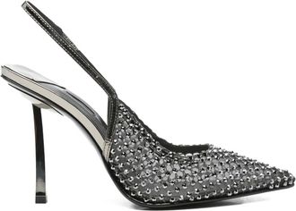 Le Silla 100 mm verfraaide slingback pumps met hak - Zilver