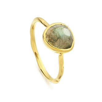 Monica Vinader Siren Labradorite Stacking Ring, Gold Vermeil on Silver